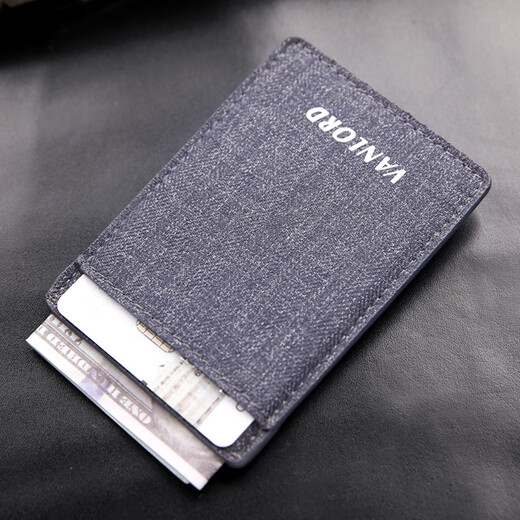 Vanlord men's card holder ultra-thin simple compact card holder mini handmade Korean denim card holder blue