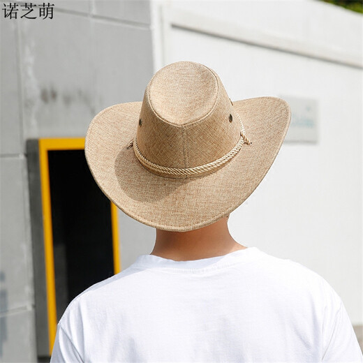 诺芝萌 西部牛仔帽子男女士遮阳帽沙滩帽大檐帽遮阳草帽大沿太阳帽NC677 灰色 均码