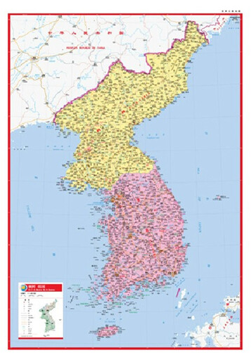 Nordkorea Karte Südkorea Karte Welt Landkarte Folio (594 mm*841 mm) Weltlandkarte Reise und Studie im Ausland anwendbares Wasserdichtungszuschichtkarte Neue Überarbeitung detaillierter Ortsname umfassende Inhalte