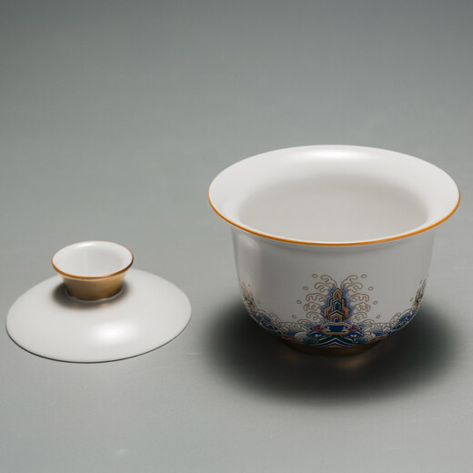 Rongshantang enamel colored bubble tea cup, ceramic master cup, single cup tea cup, fair cup, covered bowl, tea washing pot, teapot, kung fu tea set, gold wire enamel covered bowl