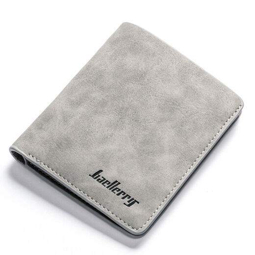Dijiale Retro Herren Kurzer Brieftasche dünne Matte weiche Leder Koreanische Version Jugend lässig Multi-Card-Brieftasche Student Brieftasche Blau horizontaler Stil