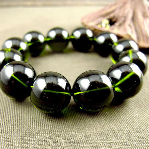 Xiangshiyuan 20mm Czech meteorite bracelet men's bracelet domineering large bead glass meteorite collection grade