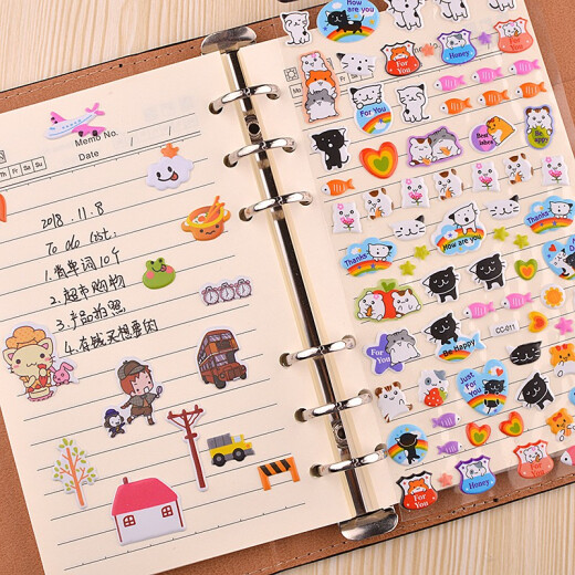 [Large size 30 sheets, non-duplicate] Children's stickers, cute cartoon stickers, kindergarten boys and girls bubble stickers, 3D three-dimensional small red flower reward stickers, diary decoration stickers, toy cartoon stickers, 30 sheets [patterns not repeated]