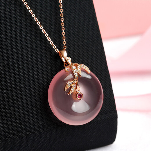Avani Necklace Women's 18K Gold Diamond Hibiscus Stone Pendant Women's Clavicle Chain Rose Gold Safety Buckle Ruby Hibiscus Stone with 18K Gold Necklace