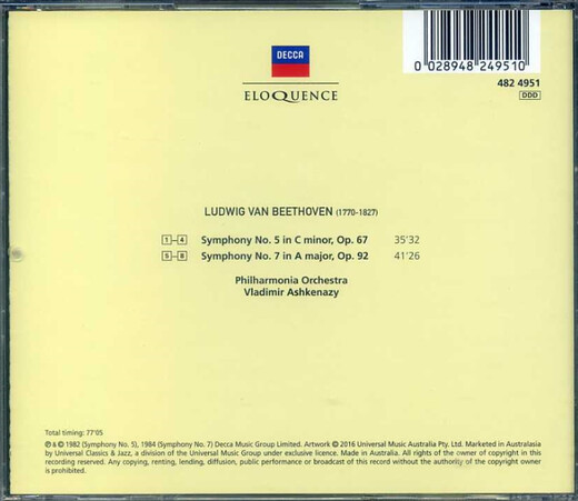 Beethoven Symphonie 5/7 - Wladimir Ashkenazi