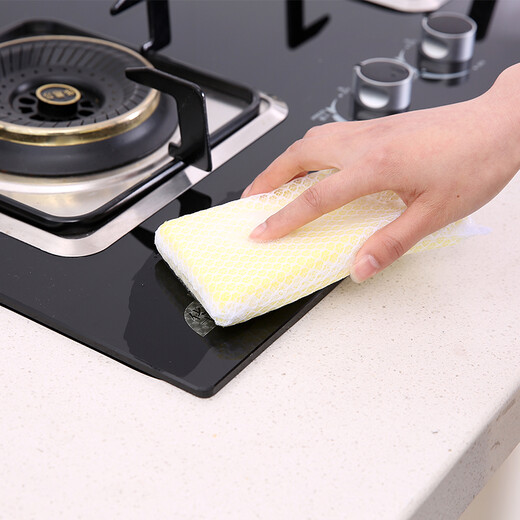 FaSoLa sponge wipe scouring pad 5 pieces for pot scrubbing, dishwashing, mesh sponge cloth, kitchen cleaning and decontamination wipes, mixed colors