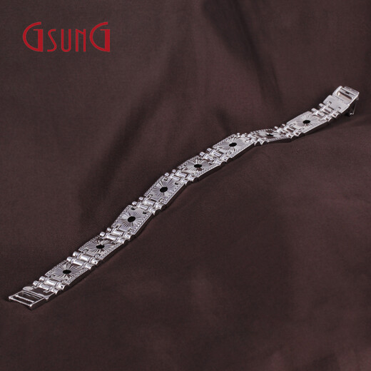 GsunG Platinum PT950 Men's Bracelet Platinum Business Car Flower Chain Shiny Customization PSL007 Need to be customized Priced by the gram, about 46g, 20cm