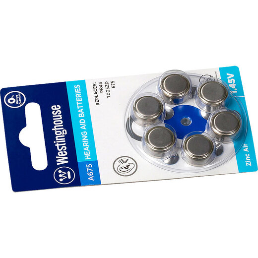 Westinghouse A675/PR44/675A 1.45V zinc empty battery button battery button battery 6 tablets special battery for hearing aids