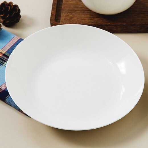 SkyTop ceramic plate bone china deep dish plate household housewarming tableware pure white 8-inch rice plate 4-piece set