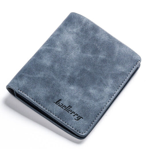 Dijiale Retro Herren Kurzer Brieftasche dünne Matte weiche Leder Koreanische Version Jugend lässig Multi-Card-Brieftasche Student Brieftasche Blau horizontaler Stil