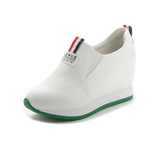 Lairan casual shoes, height-increasing women's shoes, wedge dance shoes, thick-soled sports white shoes, 2025 spring and autumn new shoes, black 36