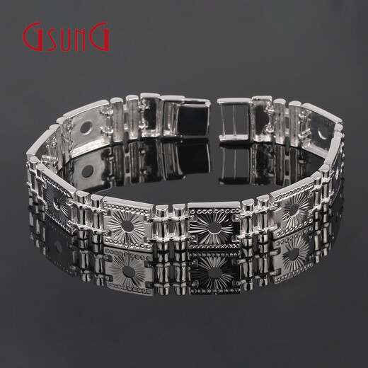 GsunG Platinum PT950 Men's Bracelet Platinum Business Car Flower Chain Shiny Customization PSL007 Need to be customized Priced by the gram, about 46g, 20cm