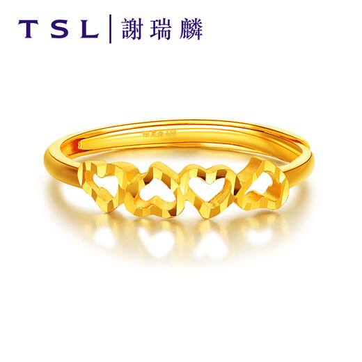 Xie Ruilin (TSL) gold open hollow ring heart-to-heart female wedding wedding pure gold ring YL950 about 1.8 grams labor cost 380 yuan
