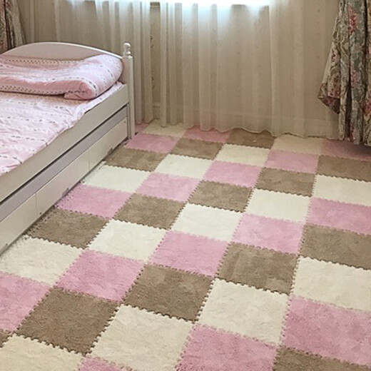 Zhengba splicing carpet suede foam puzzle carpet non-slip thickened living room foyer children's bedroom bedside splicing carpet tatami pink