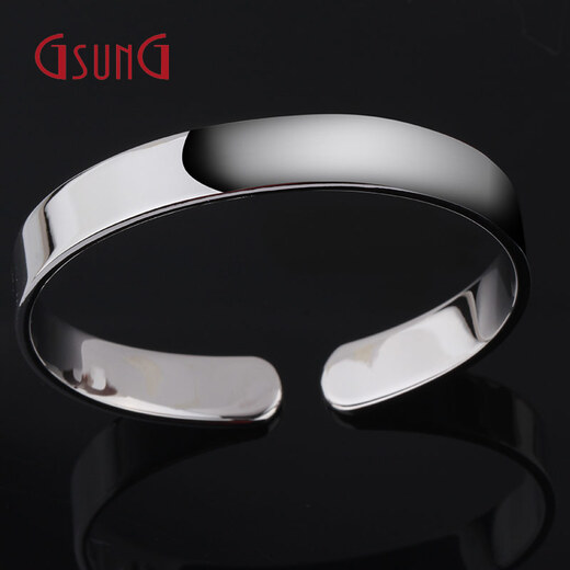 GsunG platinum PT999 men's fully solid glossy textureless opening adjustable platinum bracelet PSL040 needs to be customized priced by the gram