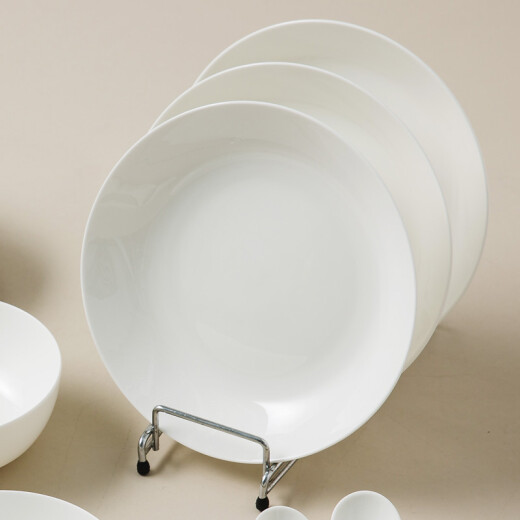 SkyTop ceramic plate bone china deep dish plate household housewarming tableware pure white 8-inch rice plate 4-piece set
