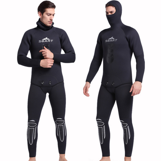 SBART 3/5MM wetsuit split thickened to keep warm and cold, winter swimming sports surfing deep snorkeling anti-scratch jellyfish suit 1164 black 5MM one-piece XXXL
