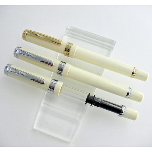 
Immortal 698 transparent demonstration piston 14k gold pen 006 ivory white six-window silver clip 14k gold pen nib 0.5 0.5mm