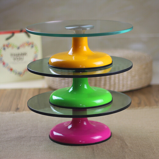 Boncool decorating turntable, thickened glass decorating table, cake display stand, plastic non-slip rotating plate, baking tools, green glass turntable