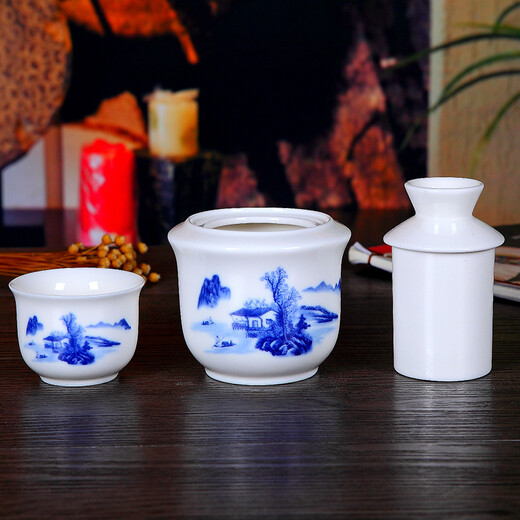 Shengtianxia Jingdezhen Ceramic Wine Set Half Jin Jin is equal to 0.5 kg. Warming wine pot, warm wine, hot wine pot, wine cup, yellow wine warmer, white wine pot, good mountains and good water-warming wine pot-two or two packs