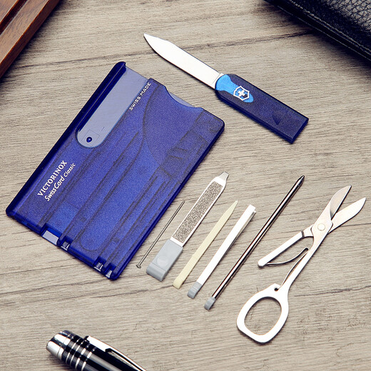 Victorinox Swiss Army Knife 10 Functions Fruit Knife Multi-Function Knife Folding Knife Classic Swiss Card Blue 0.7122.T2