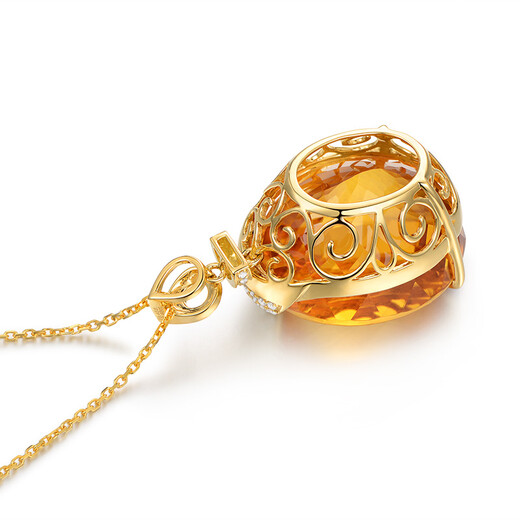 Millais Jewelry 78.45 carat citrine pendant 18K gold inlaid with diamond colored gemstone necklace women’s birthday gift. Chain not included. The chain can be customized additionally.