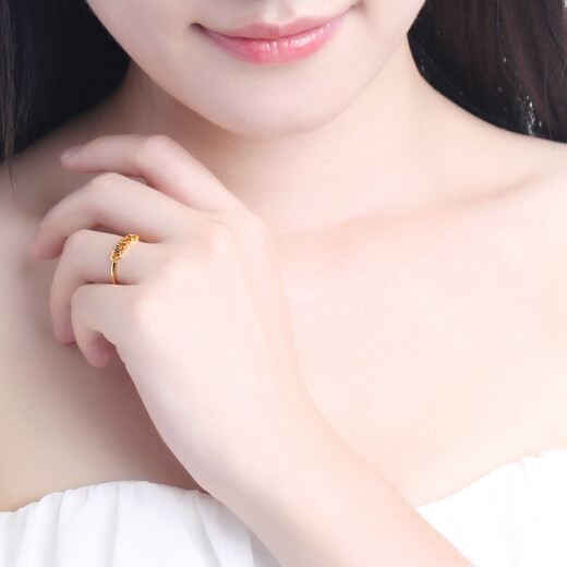 Xie Ruilin (TSL) gold open hollow ring heart-to-heart female wedding wedding pure gold ring YL950 about 1.8 grams labor cost 380 yuan