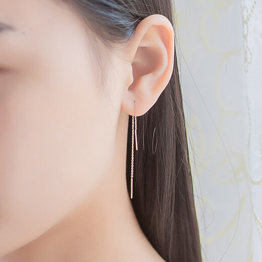 Ming brand jewelry 18K gold color rose gold simple fashionable temperament ear wire earrings for women pricing straight ear wire CSH0029 about 0.42-0.54 grams K gold