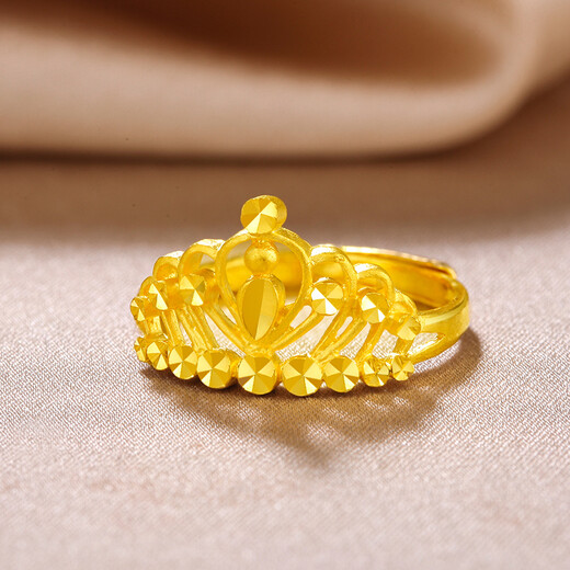 Saturday Fortune (ZLF) Gold Ring Crown Hollow Pure Gold 999 Live Female Ring Price No. 13-3.91g Pure Gold