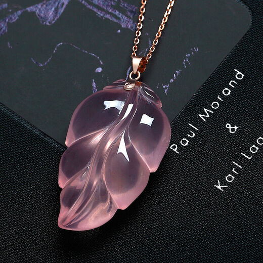 Jinshang jewelry necklace for women 18K gold hibiscus stone pendant rose gold peace Buddha clavicle chain 18K gold leaf pendant