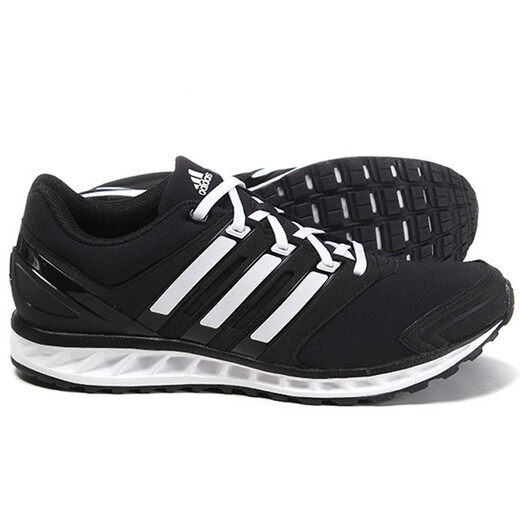 阿迪达斯（adidas）中性款2016新款透气缓震轻便休闲运动慢跑鞋BA8477一号黑/亮白色6码/39码