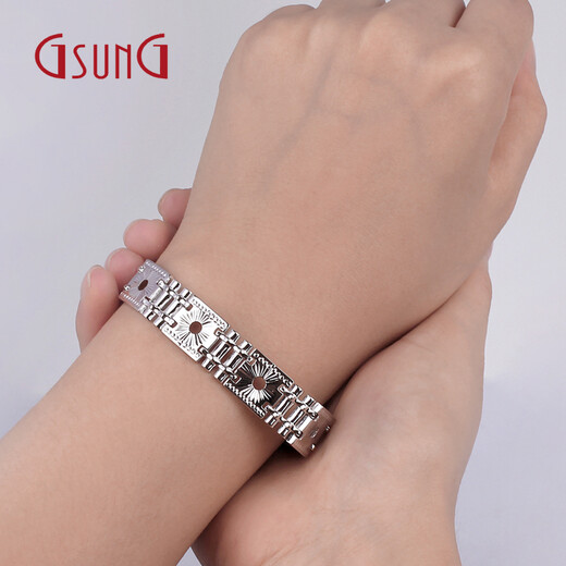 GsunG Platinum PT950 Men's Bracelet Platinum Business Car Flower Chain Shiny Customization PSL007 Need to be customized Priced by the gram, about 46g, 20cm