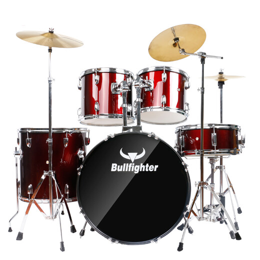 Taule de taureau de tambour (taureau) adulte débutant pour enfants débutant de grade de jazz drum de grade de jazz instrument bleu 5 cymbales 4 cymbales (visage de tambour à la peau d'huile améliorée)