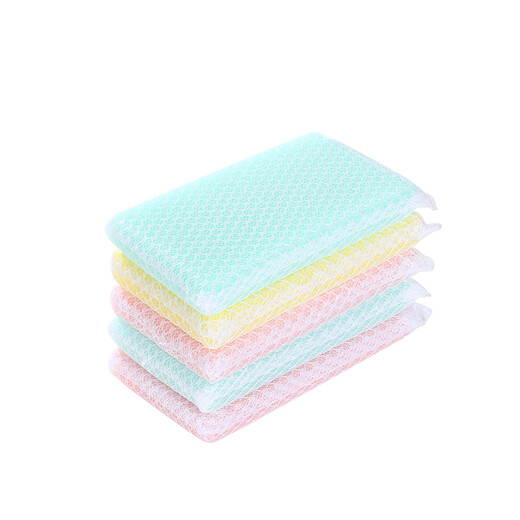 FaSoLa sponge wipe scouring pad 5 pieces for pot scrubbing, dishwashing, mesh sponge cloth, kitchen cleaning and decontamination wipes, mixed colors