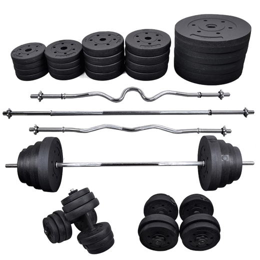 LN KANO home barbell set weightlifting men's fitness equipment adjustable bench press arm muscle chest muscle environmentally friendly rubber-coated barbell 45KG bar dumbbell combination