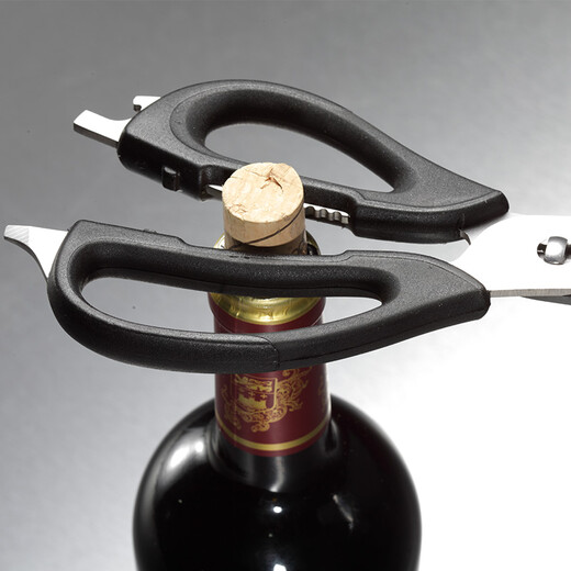 DESLON Multifunctional Scissors Stainless Steel Kitchen Scissors Peeling/Chicken Bone Scissors/Opening Red Wine/Putting Walnuts Black