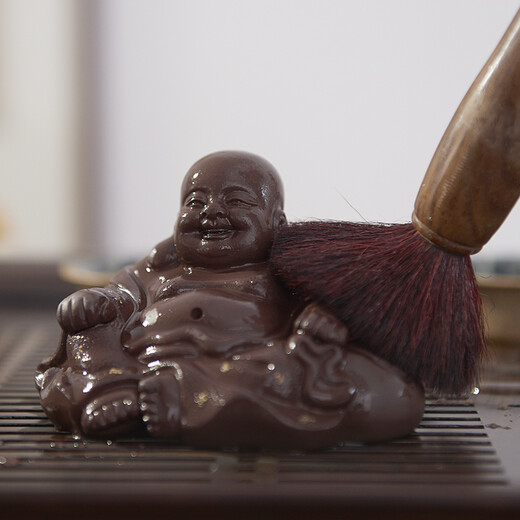 Yixing purple clay tea pet Maitreya Buddha ornaments from the Han and Tang dynasties, smiling often with a big belly, Arhat Laughing Buddha, Happy Buddha ornaments, tea toys, tea sets, purple clay-Happy Buddha