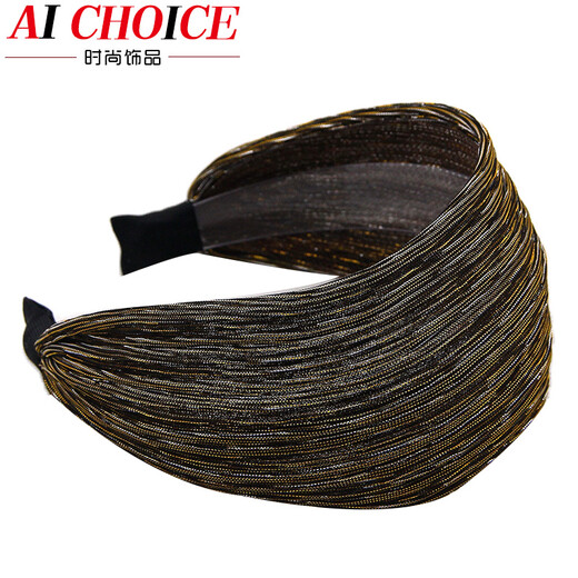 AiChoice 宽边发箍发饰布艺超宽带齿防滑发卡遮盖透气遮白发头箍女头饰 黑色