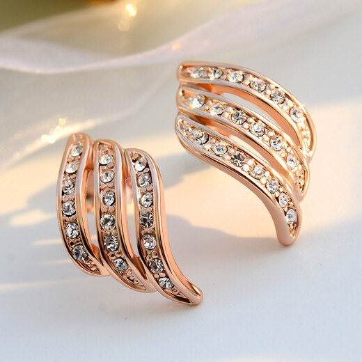 Idel earrings for women, sparkling diamond rose gold, Korean temperament and personality, trendy earrings, earrings for women, simple and fresh ear bone E0245 rose gold sparkling diamond earrings