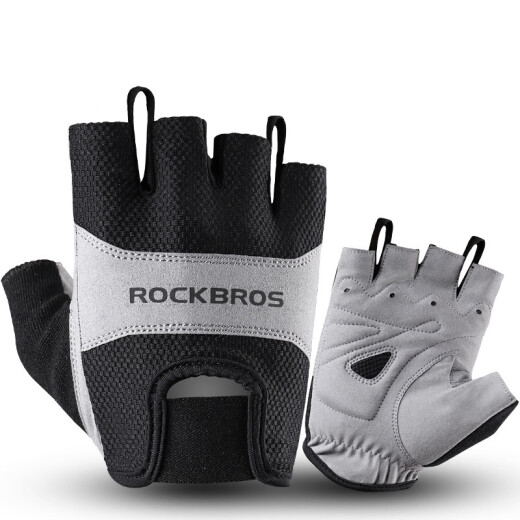 ROCKBROS bicycle gloves half-finger men's and women's short-finger cycling gloves mountain bike gloves bicycle S030 black SBR palm pad S size (applicable to palm width: 7-7.5cm)