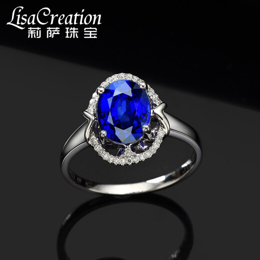 Lescreation Lisa Jewelry Natural Tanzanite Diamond Colored Gemstone Ring White 18K Gold Set with 5A Blue Gemstone 2.0 Carat Tanzanite Diamond Ring 4A Level