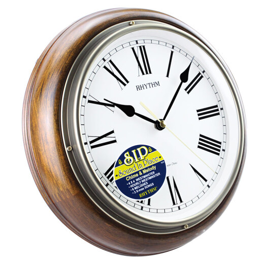 Lisheng (Rhythm) Reloj Informe de la sala de estar Reloj Simple European Style Hanging Watch Creative Silent Reloj 27 cm de madera CMH723CR06