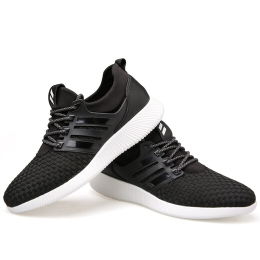 Precentor light sports casual shoes for men breathable running men's shoes outdoor low-cut mosaic fly woven shoes 1708 pure black size 42