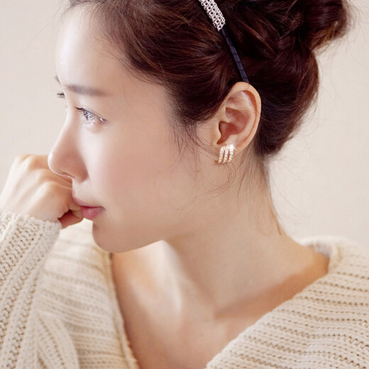 Idel earrings for women, sparkling diamond rose gold, Korean temperament and personality, trendy earrings, earrings for women, simple and fresh ear bone E0245 rose gold sparkling diamond earrings