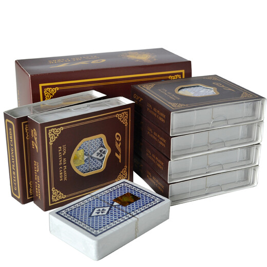 佳易娱乐 GYT 58*88mm塑料扑克牌斗地主80分牛牛 pvc扑克耐用可水洗 1条6副 GYT688蓝色6副