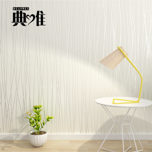 Dianwei 3D three-dimensional wallpaper self-adhesive non-woven fabric modern simple vertical stripe living room movie wall TV background wall bedroom wallpaper European warm self-adhesive style (moonlight white) 6072/10 meters long * 53 cm wide 10 meters long * 53 cm wide