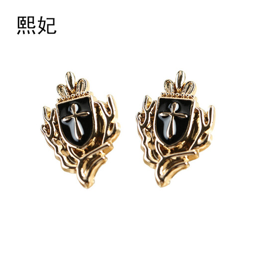 XIFEI, Herren -Mini -Kragen Pin Brosche, Legierung bemalte Ölkreuz -Krone -Schild Brosche, Anzugshemdzubehör, Kronschild Single