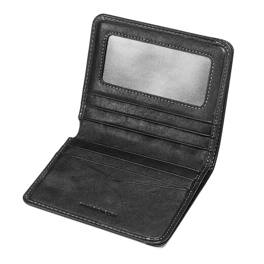 Sharkborough Gift Geatic Leather Men's Court portefeuille mince Clai de permis de conducteur Clotte de cartes multiples portefeuille anti-démagnétisation noire [Vellet Tanned Couche Cower Hide Mino]