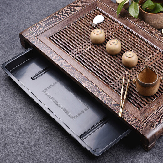 Jinge Chicken Wenge Wood Tee Tablett Haushalt Schubladen Typ Kung Fu Tee Set Massiv Holz Tee Tisch Wasser Aufbewahrung Entwässerung Tee Tisch Tee Haushaltswende Wujin Holz klassische Länge 57 Breite 34.5 Höhe 6,5 cm