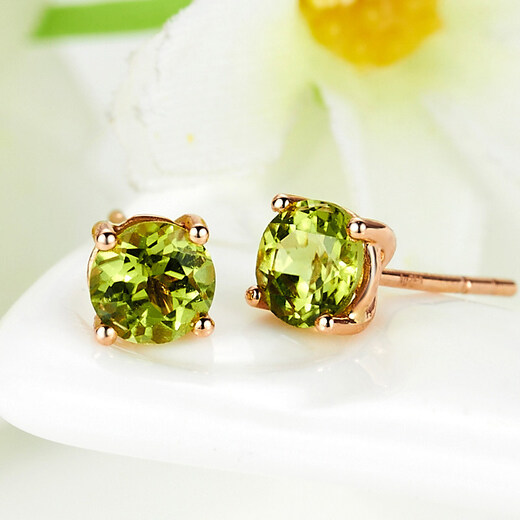 Lescreation Lisa jewelry peridot earrings rose gold gemstone earrings for men and women colored gemstones 18K gold 1.1 carat peridot earrings